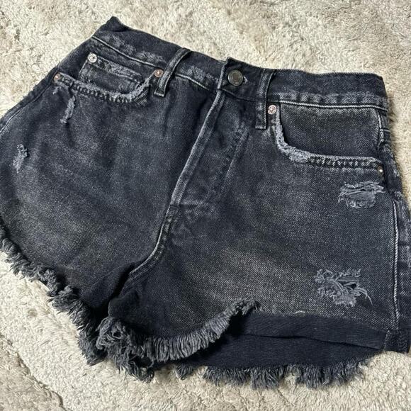 Free People Distressed Denim Shorts - Picture 2 of 5